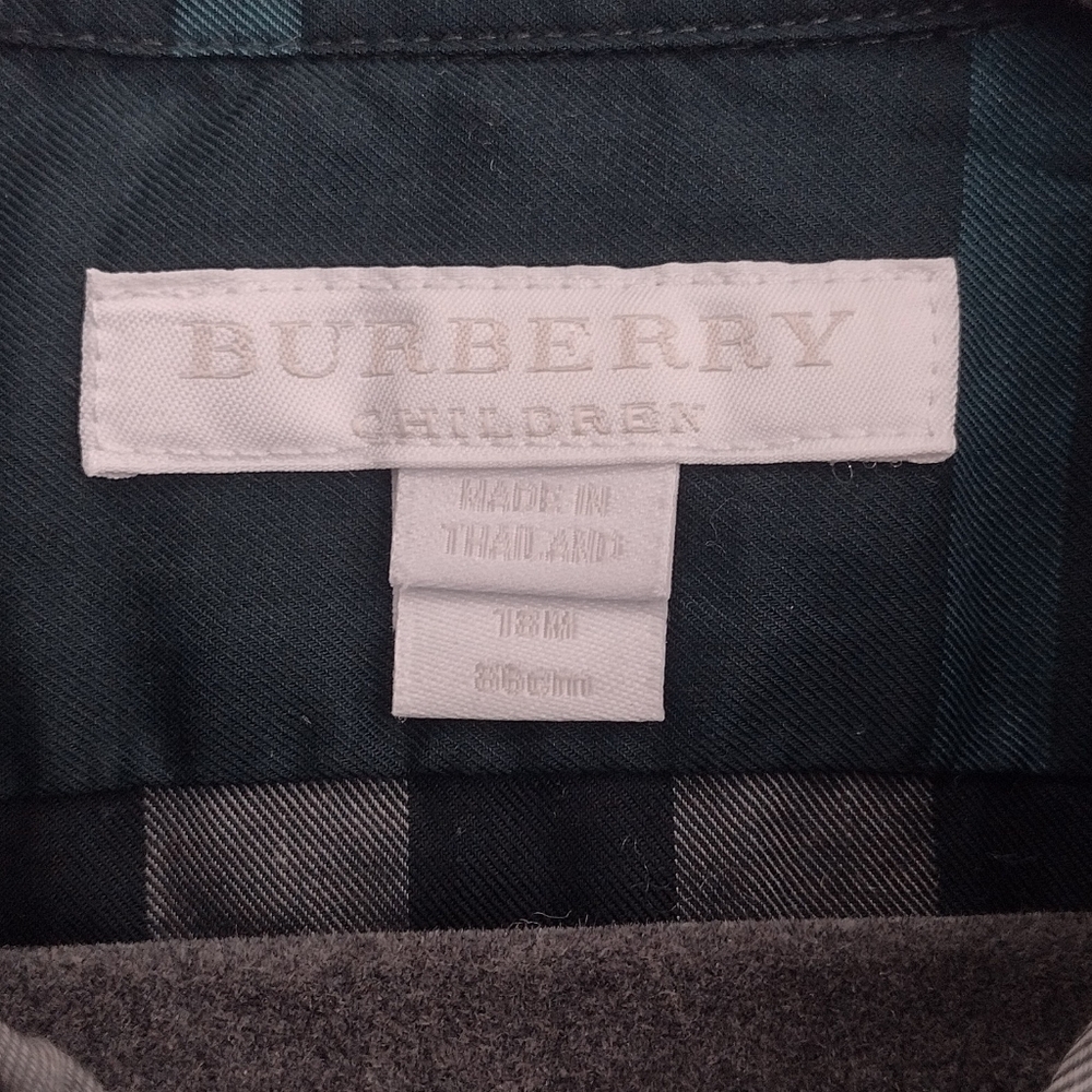 Burberry Children Green Checked Plaid Long Sleeve Button Down Dress Shirt 18M - Picture 9 of 14